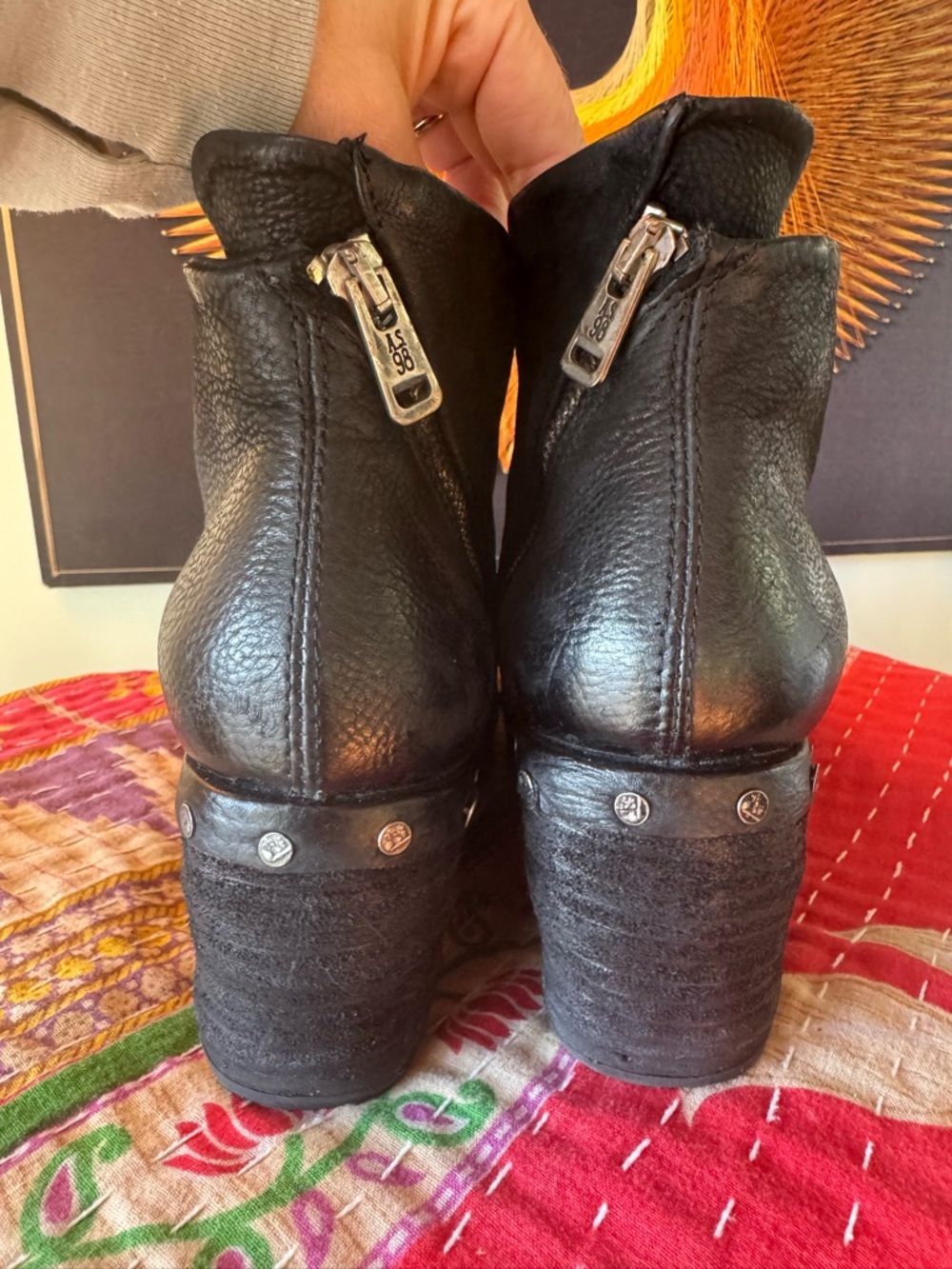 A.S.98 Black Leather Ankle Boots with Studs 39 - Picture 5 of 11